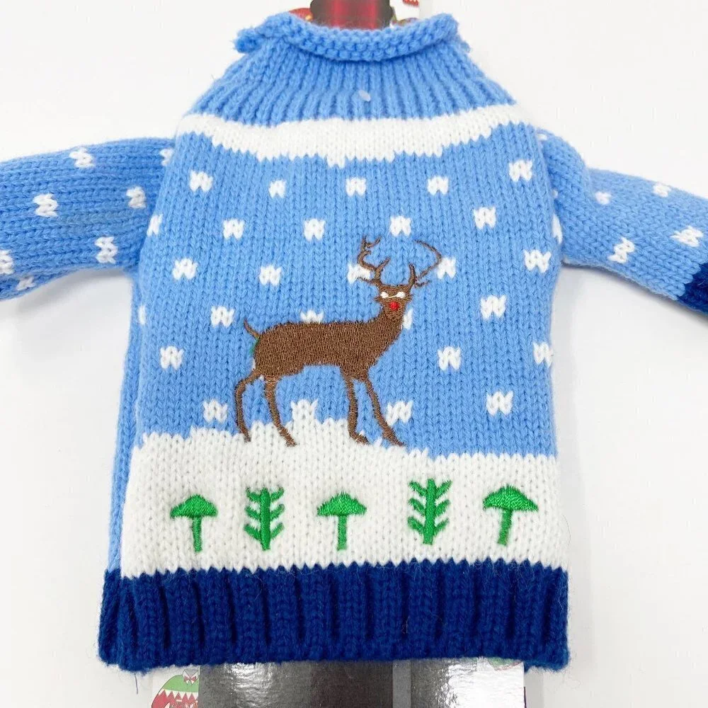 Reindeer Christmas Sweater Wine Bottle Coozie Bag